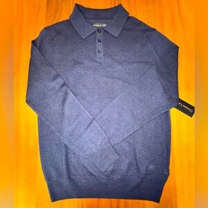 Christian Lacroix Deep Blue Extra-Fine Merino Wool Polo Sweater, size s, NWT